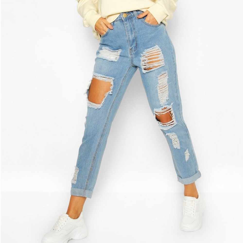 distressed boyfriend jeans
